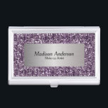Caja Para Tarjetas De Visita Impresión de Purpurina de confetti morado | Nombre<br><div class="desc">Profesional y elegante tenedores de tarjetas de visita en una hermosa marca de papel purpurina y plata de confeti morado. ✔ NOTA: ¡SÓLO CAMBIA LAS ÁREAS DE PLANTILLA NECESARIAS! 😀 Si es necesario, puede eliminar el texto y empezar a agregar de nuevo el texto y la fuente que desee. 📌...</div>