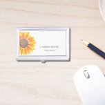 Caja Para Tarjetas De Visita Instructor de yoga de girasol<br><div class="desc">Este funda con tarjeta de visita floral está decorado con un girasol color amarillo acuático y una tipografía moderna. Personalizable fácil. Hay tarjetas de visita coincidentes en mi tienda,  Original Watercolor © Michele Davies.</div>