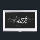 Caja Para Tarjetas De Visita La Biblia personalizado versus la Escritura Person<br><div class="desc">Lleva un símbolo de tu fe con este estuche de tarjetas de visita cristiana personalizada de la Biblia Verse Personalizado, diseñado para combinar inspiración espiritual con estilo profesional. Este elegante y moderno titular de tarjeta de visita es perfecto para deslizarse en su bolso o bolsillo, manteniendo sus tarjetas seguras y...</div>