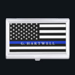 Caja Para Tarjetas De Visita La policía diseñó nombre del personalizado de la<br><div class="desc">Una policía de la personalización señala el tenedor conocido de encargo de la tarjeta por medio de una bandera de visita.</div>