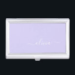 Caja Para Tarjetas De Visita Lavender Purple Modern Script Girly Monograma Nomb<br><div class="desc">Lavender Purple Simple Script Monograma Nombre de la tarjeta de presentación. Esto hace que el dulce perfecto cumpleaños 16,  boda,  ducha de novia,  aniversario,  ducha de bebé o fiesta de soltera sea regalo para alguien que ama el lujo glam y los estilos de moda.</div>