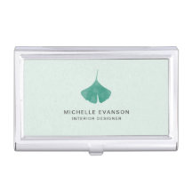 Logotipo de hoja de Ginkgo verde Mint Minimalista