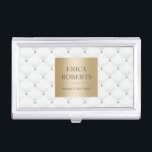 Caja Para Tarjetas De Visita Lujo del salón del estilista del artista de<br><div class="desc">Tenedor acolchado lujo de la tarjeta de visita del salón del estilista del artista de maquillaje.</div>