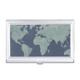Caja Para Tarjetas De Visita Mapa del mundo de las líneas azules