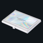 Caja Para Tarjetas De Visita Moderna maquillaje holográfico elegante<br><div class="desc">"Tarjeta de presentación holográfica de fondo, fina y brillante, tanto para los propietarios de pequeñas empresas como para las grandes organizaciones. El diseño presenta un guión moderno, una tipografía, fuentes de moda y un fondo sencillo pero efectivo. Perfecto para un esteticista o dueño de un salón de belleza, maquillador, disfrazador,...</div>