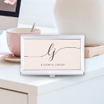 Caja Para Tarjetas De Visita Monograma caligrafía de escritura moderna elegida<br><div class="desc">Monograma caligrafía de escritura moderna estuche elegante para tarjetas de visita</div>