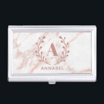 Caja Para Tarjetas De Visita Monograma de mármol rosa Cualquier Personalizado i<br><div class="desc">Personaliza con tu propio nombre y inicial. © Gorjo Designs. Hecho para ti a través de la plataforma Zazzle.</div>