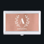 Caja Para Tarjetas De Visita Monograma de oro Rosa Cualquier Personalizado inic<br><div class="desc">Personaliza con tu propia inicial. © Gorjo Designs. Hecho para ti a través de la plataforma Zazzle.</div>