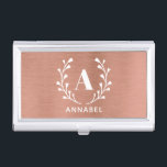 Caja Para Tarjetas De Visita Monograma de oro Rosa Cualquier Personalizado inic<br><div class="desc">Personaliza con tu propia inicial. © Gorjo Designs. Hecho para ti a través de la plataforma Zazzle.</div>