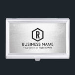 Caja Para Tarjetas De Visita Monograma de plata moderno del instructor de la<br><div class="desc">Tenedor de plata moderno de la tarjeta de visita del monograma del instructor de la aptitud.</div>