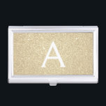 Caja Para Tarjetas De Visita Monograma de Purpurina de oro y espuma<br><div class="desc">Purpurina Gold Faux y Sparkle Elegant Monograma titular de la tarjeta de visita. Este titular de tarjeta de visita puede ser personalizado para incluir su nombre inicial y su nombre.</div>
