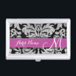 Caja Para Tarjetas De Visita Monograma del patrón de encaje negro y blanco<br><div class="desc">Un patrón vintage con un diseño de pizarra y encaje. Descubra las flores y las hojas.Un diseño moderno con colores y elegancia populares. Los elementos son más fáciles de personalizar cuando se reemplazan primero todo el texto y las fotos. Si su arte todavía necesita ser ajustado, haga clic en el...</div>
