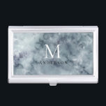 Caja Para Tarjetas De Visita monograma doble masculino de mármol azul<br><div class="desc">colección masculina elegante de colores de mármol variados con doble monograma en letra serif y toda la información en el mismo tipo de letra que da una dosis de elegancia robusta. Consulta nuestra tienda para ver más artículos de esta colección, ya que puedes mezclar y combinar colores que se adapten...</div>