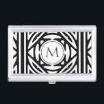 Caja Para Tarjetas De Visita Monograma enmarcado elegante<br><div class="desc">Patrón geométrico,  Monograma negro. Diseño elegante.</div>