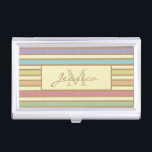 Caja Para Tarjetas De Visita Monograma estilizado moderno de cinta pastelera co<br><div class="desc">Elegante funda de tarjetas de visita personalizada a rayas.</div>