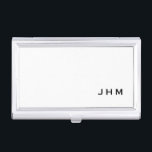 Caja Para Tarjetas De Visita Monograma Minimalista blanco y negro profesional<br><div class="desc">El soporte profesional de tarjetas de visita presenta un diseño minimalista elegante en una paleta de colores blanco y negro. Las iniciales del monograma del personalizado se presentan en un fondo blanco simple; se colocan en la esquina inferior derecha. Mostrado con las iniciales personalizadas de monograma en un sencillo y...</div>