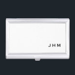 Caja Para Tarjetas De Visita Monograma Minimalista blanco y negro profesional<br><div class="desc">El soporte profesional de tarjetas de visita presenta un diseño minimalista elegante en una paleta de colores blanco y negro. Las iniciales del monograma del personalizado se presentan en un fondo blanco simple; se colocan en la esquina inferior derecha. Mostrado con las iniciales personalizadas de monograma en un sencillo y...</div>