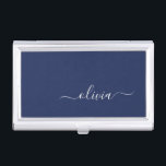 Caja Para Tarjetas De Visita Monograma moderno azul y blanco de la Marina<br><div class="desc">Presentamos nuestra colección de Monogramas Moderno Azul y Blanco de la Marina: Eleva tu decoración de casa con nuestra sofisticada colección con un diseño contemporáneo de color azul marino y blanco. Cada una de las piezas está meticulosamente diseñada para exudar elegancia y estilo, perfecto para añadir un toque de modernidad...</div>