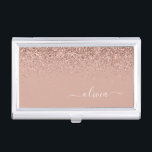 Caja Para Tarjetas De Visita Monograma monograma de guion de Purpurina rosa de<br><div class="desc">Oro Rosa - Rubor Pink Sparkle Purpurina Script Monograma Nombre de la tarjeta de presentación. Esto hace que el dulce perfecto cumpleaños 16,  boda,  ducha de novia,  aniversario,  ducha de bebé o fiesta de soltera sea regalo para alguien que ama el lujo glam y los estilos de moda.</div>