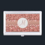Caja Para Tarjetas De Visita Monograma Rosa de oro Purpurina personalizado<br><div class="desc">Este diseño fue creado a través del arte digital. Puede ser personalizado en el área proporcionada o personalizándolo eligiendo la opción de pulsar para personalizar y cambiando el nombre, iniciales o palabras. También puede cambiar el color y estilo del texto o eliminar el texto para un diseño de sólo imagen....</div>