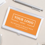 Caja Para Tarjetas De Visita Naranja corporativo con logotipo de personalizado<br><div class="desc">Cree su titular de tarjeta profesional de negocios personalizado con su propio logotipo de empresa y texto personalizado. Los titulares de tarjetas de visita con marca de personalizado son excelentes regalos corporativos prácticos para ejecutivos y empleados, y añaden un toque profesional y un valor promocional a la presentación de sus...</div>