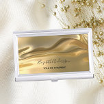 Caja Para Tarjetas De Visita Nombre del fluido metálico de oro<br><div class="desc">Elegante y glamoroso fluido falso fondo metálico dorado. Personalice y agregue su nombre y título.</div>