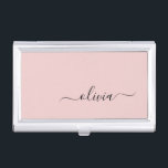 Caja Para Tarjetas De Visita Nombre del Monograma de Rubor Dusty Pink Moderne S<br><div class="desc">Monograma de guion simple rosado de Rubor Dusty Nombre de tarjeta de visita. Esto hace que el dulce perfecto cumpleaños 16,  boda,  ducha de novia,  aniversario,  ducha de bebé o fiesta de soltera sea regalo para alguien que ama el lujo glam y los estilos de moda.</div>