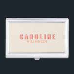 Caja Para Tarjetas De Visita Nombre personalizado de la tipografía retro rosa y<br><div class="desc">Tipografía retro rosa y Naranja Caso de tarjeta de visita con nombre personalizado</div>