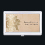 Caja Para Tarjetas De Visita Oro elegante Lotus de la terapia del masaje del<br><div class="desc">Tenedor elegante de la tarjeta de visita de Lotus del oro de la terapia del masaje del vintage.</div>