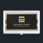 Caja Para Tarjetas De Visita Oscuridad profesional enmarcada oro de las<br><div class="desc">Tenedor profesional enmarcado oro de la tarjeta de visita de las iniciales del monograma.</div>