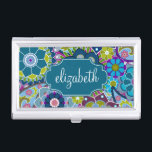 Caja Para Tarjetas De Visita Patrón floral funky con nombre personalizado<br><div class="desc">Diseño moderno y elegante para cualquier mujer o profesional. Un diseño bonito y de moda para las mujeres. Si necesita mover las cosas,  haga clic en el personalizar de este botón para hacer cambios.</div>