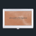 Caja Para Tarjetas De Visita Personalizado de acuarela abstracta de terracota m<br><div class="desc">Estuche moderno para tarjetas de visita Personalizado profesional de color de agua de barro</div>
