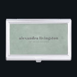 Caja Para Tarjetas De Visita Personalizado de acuarela verde texturizado modern<br><div class="desc">Estuche moderno para tarjeta de visita Personalizado profesional Sage Green Abstract Watercolor Green</div>