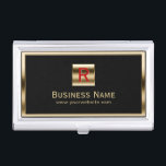 Caja Para Tarjetas De Visita Profesional enmarcado oro del monograma de la<br><div class="desc">Tenedor profesional enmarcado oro de la tarjeta de visita del monograma de la construcción.</div>