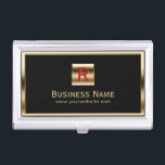 Caja Para Tarjetas De Visita Profesional enmarcado oro del monograma de la<br><div class="desc">Tenedor profesional enmarcado oro de la tarjeta de visita del monograma de la construcción.</div>