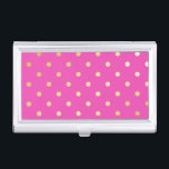 Caja Para Tarjetas De Visita puntos elegantes de polka rosa dorado<br><div class="desc">Elegante y moderno diseño de polka.</div>
