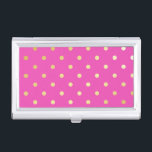 Caja Para Tarjetas De Visita puntos elegantes de polka rosa dorado<br><div class="desc">Elegante y moderno diseño de polka.</div>