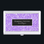 Caja Para Tarjetas De Visita Purpurina de imitación de fundición morada y espár<br><div class="desc">Purpurina de imitación malva lavanda moderna y acentos negros brillantes.</div>