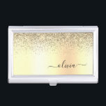 Caja Para Tarjetas De Visita Purpurina de oro Monograma Metalizado Nombre de Gl<br><div class="desc">Purpurina De Espuma Metálica De Relieve metalizado De Faux De Oro Cepillado Monograma Metalizado Nombre De Titular De La Tarjeta De Negocios. Esto hace que el dulce perfecto cumpleaños 16, boda, ducha de novia, aniversario, ducha de bebé o fiesta de soltera sea regalo para alguien que ama el lujo glam...</div>