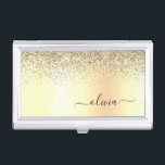 Caja Para Tarjetas De Visita Purpurina de oro Monograma Metalizado Nombre de Gl<br><div class="desc">Purpurina De Espuma Metálica De Relieve metalizado De Faux De Oro Cepillado Monograma Metalizado Nombre De Titular De La Tarjeta De Negocios. Esto hace que el dulce perfecto cumpleaños 16, boda, ducha de novia, aniversario, ducha de bebé o fiesta de soltera sea regalo para alguien que ama el lujo glam...</div>