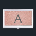 Caja Para Tarjetas De Visita Purpurina rosa de oro y monograma de espuma<br><div class="desc">El Purpurina Faux Gold y Sparkle Elegant Monogram Business Card es perfecto para Microblading,  Nail Salon,  Piel Care,  Eyelash Extension o Hair and Make Up Beauty Salon Business. Este titular de tarjeta de visita puede ser personalizado para incluir su nombre inicial y su nombre.</div>