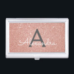 Caja Para Tarjetas De Visita Purpurina rosa de oro y monograma de espuma<br><div class="desc">El Purpurina Faux Gold y Sparkle Elegant Monogram Business Card es perfecto para Microblading,  Nail Salon,  Piel Care,  Eyelash Extension o Hair and Make Up Beauty Salon Business. Este titular de tarjeta de visita puede ser personalizado para incluir su nombre inicial y su nombre.</div>