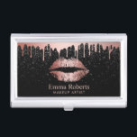 Caja Para Tarjetas De Visita Purpurina subió goteo de los labios del oro del<br><div class="desc">Tenedor subió goteo de la tarjeta de visita del purpurina del negro de los labios del oro del artista de maquillaje.</div>