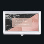 Caja Para Tarjetas De Visita Relieve metalizado de oro rosa         | Consultor<br><div class="desc">Rubor Pink - Relieve metalizado dorado Rosa y Consultor Geométrico de Mármol Negro Minimalista titular de tarjeta de visita con tipografía con letras blancas para el monograma. El Purpurina Rosa de Relieve metalizado dorado y el titular de la tarjeta de visita Sparkle es perfecto para cualquier profesión. Si necesitas la...</div>