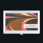 Caja Para Tarjetas De Visita Resumen elegante Elegante contemporáneo personaliz<br><div class="desc">Audaz diseño abstracto de estuche de tarjetas de visita personalizadas en rosa marrón,  naval y salmón</div>