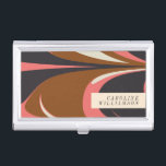 Caja Para Tarjetas De Visita Resumen elegante Elegante contemporáneo personaliz<br><div class="desc">Audaz diseño abstracto de estuche de tarjetas de visita personalizadas en rosa marrón,  naval y salmón</div>