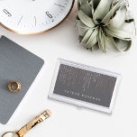 Caja Para Tarjetas De Visita Rosa Gold Marquee | Personalizado<br><div class="desc">El elegante titular de la tarjeta de visita incluye su nombre y/o nombre de negocio con letras blancas clásicas en un fondo gris medio rico con cadenas en cascada de luces falsas de Relieve metalizado dorado rosa.</div>