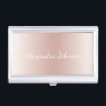 Caja Para Tarjetas De Visita Rosa Gold Rubor Relieve metalizado rosa moderno el<br><div class="desc">Rubor Pink - Rosa Gold Faux Relieve metalizado Metálico Relieve metalizado Acero inoxidable Minimalista titular de la tarjeta de visita con tipografía de escritura blanca con letras blancas para el monograma. El elegante y elegante Rosa de moda elegante y moderno Relieve metalizado dorado Metalizado titular de tarjetas de visita se...</div>