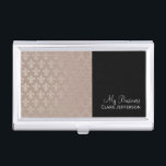 Caja Para Tarjetas De Visita Rosa negro de oro y plata de lis metálico<br><div class="desc">Elegante portatarjetas metálicas,  rosadas y negras,  con un aspecto purpurina y grunge en un patrón de lienzo.</div>