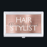 Caja Para Tarjetas De Visita Rosa y estilista metalizado cepillado oro color de<br><div class="desc">Tenedor minimalista cepillado de la tarjeta de visita del rosa y del estilista metalizado del oro color de rosa falso. El rosa y el tenedor cepillado oro color de rosa de la tarjeta de visita del estilista del Relieve metalizado metalizado es perfectos para un estilista o un profesional de la...</div>